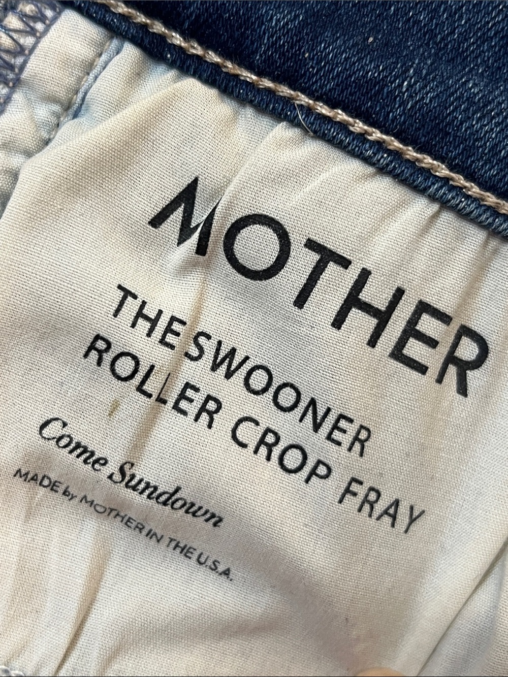 MOTHER The Swooner Roller Crop Fray High Waisted Wide Leg Jeans Size 27 - Picture 10 of 16